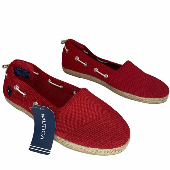 Nautica Rudder Red Knit Espadrille Size 7.5 - Picture 2 of 11